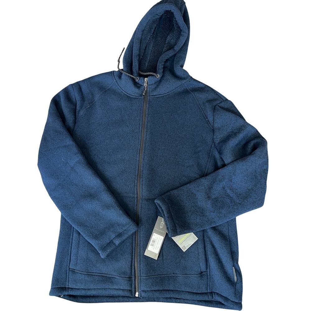 NWT Free Country Men's Mountain Fleece Hoodie, Large, Navy, Full Zip, Fleece